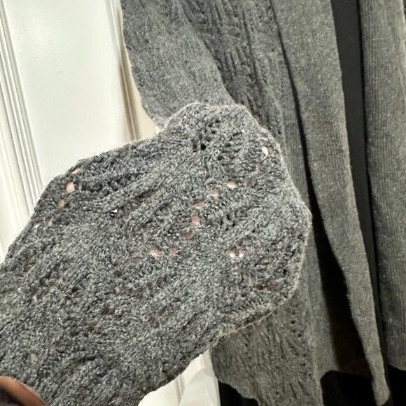 Ann Taylor Dark Grey Wool/Cashmere/ Blend Knit Shawl Collar Cardi, Size L - Picture 8 of 13